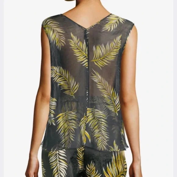 Forte forte 100% silk desert leaf print voile top in black and gold - Picture 2 of 14